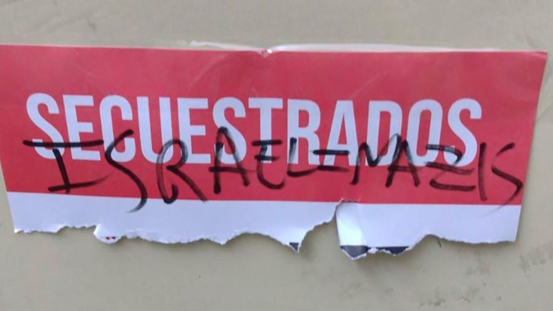 An image shared by the students indicating defaced posters at the University of Buenos Aires.