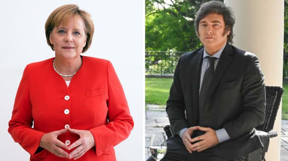 El curioso gesto que comparten Javier Milei y Ángela Merkel.