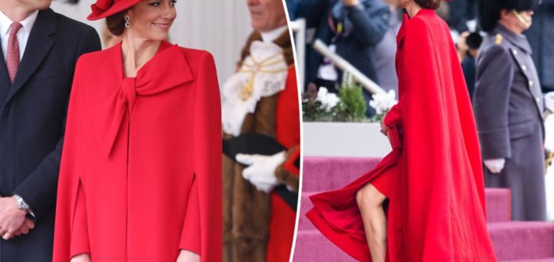 Kate Middleton luce fabulosa y elegante en un total look rojo que nos encanta