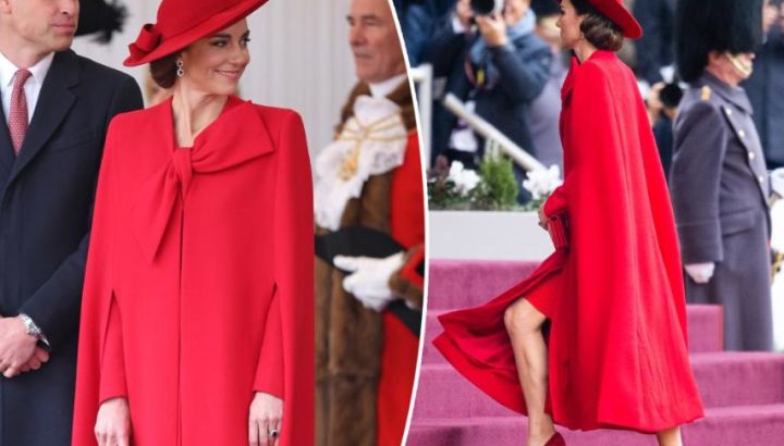 Kate Middleton luce fabulosa y elegante en un total look rojo que nos encanta
