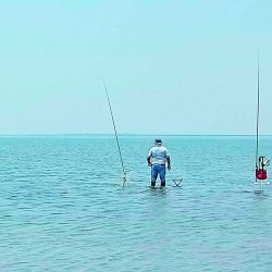 El ámbito está muy bajo debido a la  falta de lluvias.  Los primeros lances fueron próximos al arroyo Camarón. La pesca de lisas se hace, por lo general, lejos de los otros compañeros del grupo para  no espantar  al cardumen. 