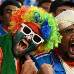 Los fanáticos del cricket indio animan al equipo de India durante el partido final internacional de un día (ODI) de la Copa Mundial de Cricket Masculino ICC 2023 entre India y Australia en el Estadio Narendra Modi en Ahmedabad. | Foto:MONEY SHARMA / AFP