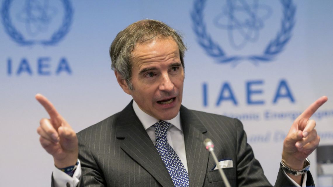 Rafael Mariano Grossi, Director General of the International Atomic Energy Agency (IAEA) speaks during his press conference after the IAEA's Board of Governors meeting at the agency's headquarters in Vienna, Austria on November 22, 2023. 