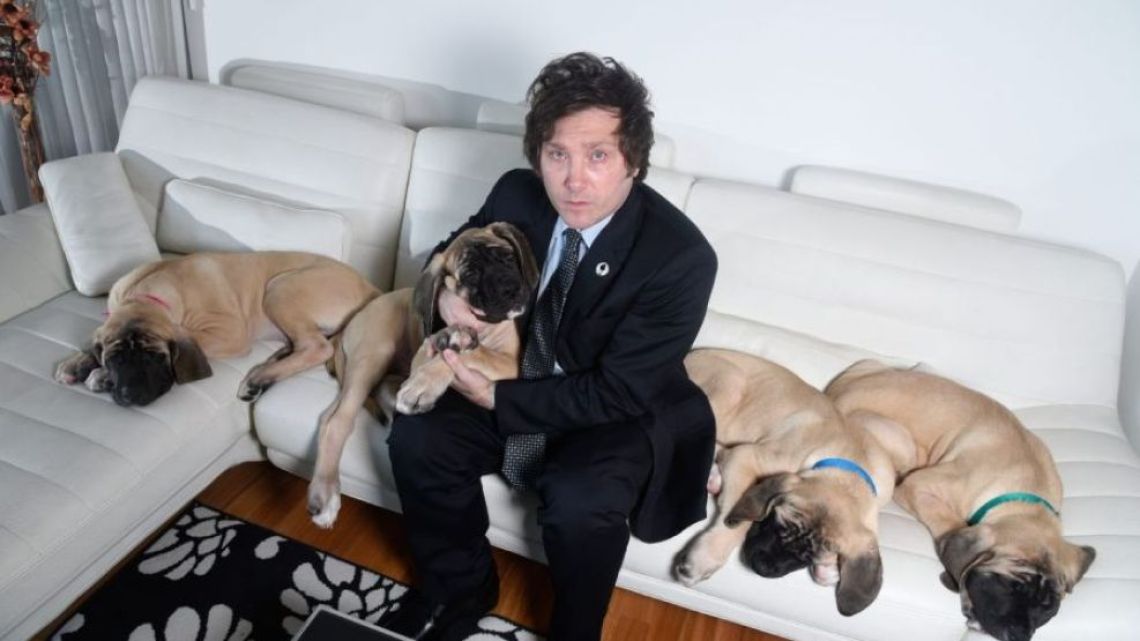 Javier Milei with his dogs, the Conan clones.