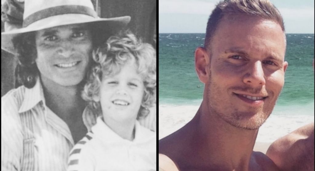 Michael Landon con su hijo Christopher (izq.), y Christopher hoy ( der.).