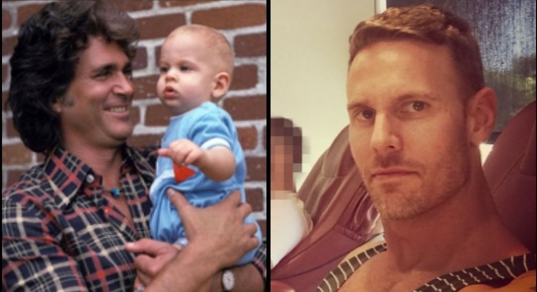 Michael Landon con su hijo Christopher (izq.), y Christopher hoy ( der.).