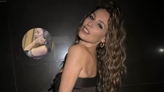 Pampita brilló con un vestido de red con capucha y mangas