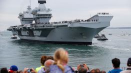 New U.K. Naval Aircraft Carrier HMS Queen Elizabeth Arrives At Its Home Port