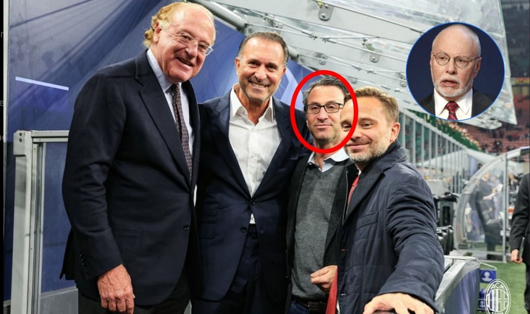 (De izq. a der.) El directorio del Milan: Paolo Scaroni, Gerry Cardinale–el dueño–, Gordon Singer y Giorgio Furlani.