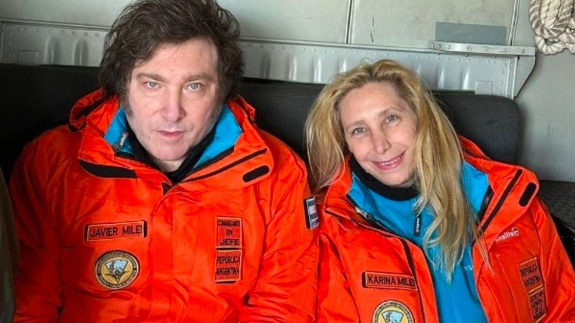 Javier Milei and Karina Milei, pictured on their trip to Antartica in January 2024.