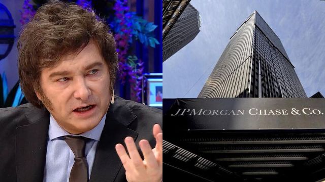 El presidente Javier Milei y el JP Morgan