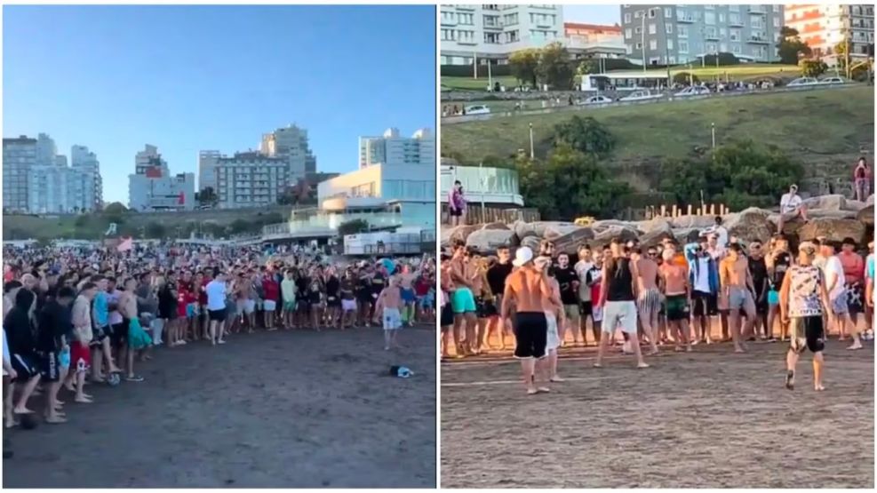 Jugaban al fútbol en la playa frente a una multitud y por plata: terminaron a las piñas