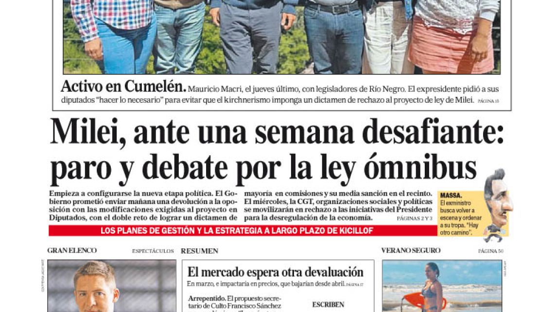 La tapa del Diario PERFIL del domingo 21 de enero de 2025 Perfil