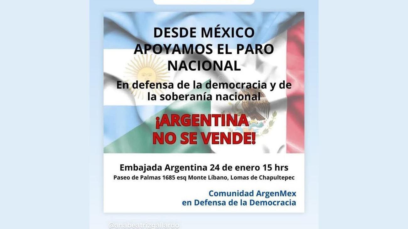 Afiches de los apoyos internacionales al Paro del 24 de enero contra el DNU y ajuste del gobierno de Milei.