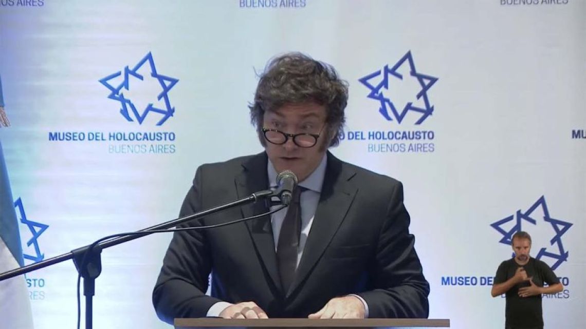 President Javier Milei attends an event marking International Holocaust Remembrance Day.
