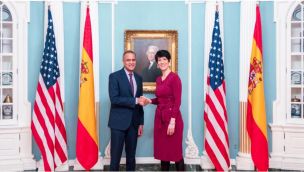La ministra de Inclusión, Seguridad Social y Migraciones de España, Elma Saiz se reunió con el secretario de Seguridad Nacional de Estados Unidos, Alejandro Mayorkas
