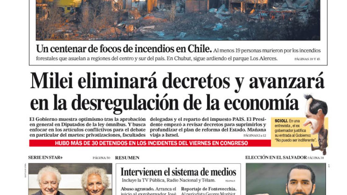 La tapa del Diario PERFIL del domingo 4 de febrero de 2024 Perfil