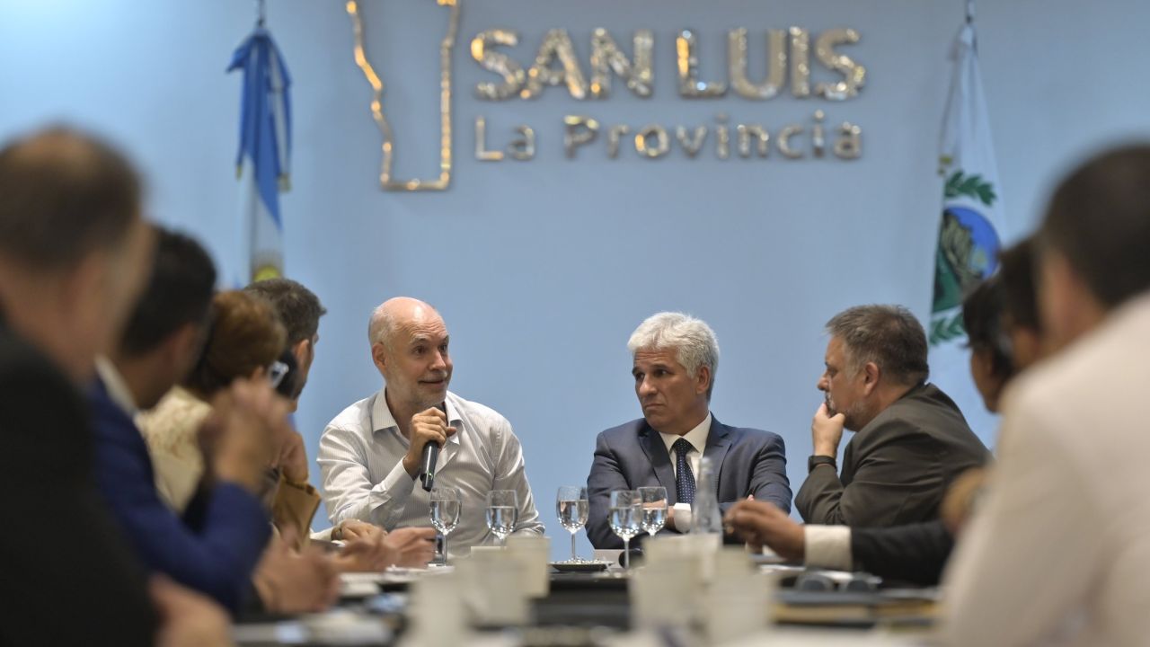 Horacio Rodríguez Larreta en San Luis con Claudio Poggi | Foto:Cedoc