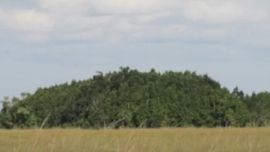 Vista aérea de una de las islas flotantes.