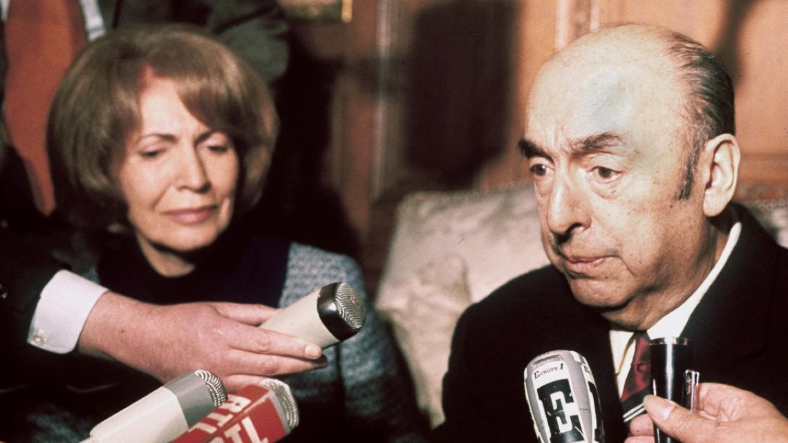Chilean writer, poet and diplomat Pablo Neruda, then the nation's ambassador to France, answers journalists' questions in this file photograph taken October 21, 1971.