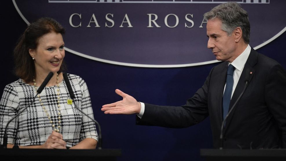Conferencia de prensa del Secretario de Estado de los Estados Unidos de América, Antony Blinken, la canciller Diana Mondino