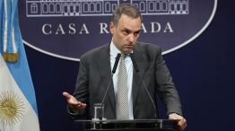 Manuel Adorni, durante su conferencia de prensa en la casa Rosada