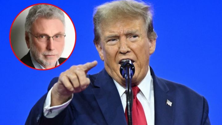 Trump y Martin Baron (círculo), ex director de The Washington Post, y ex editor de The Boston Globe.