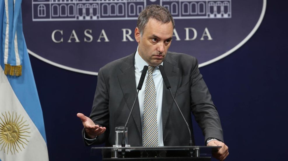 Manuel Adorni, durante su conferencia de prensa en la casa Rosada