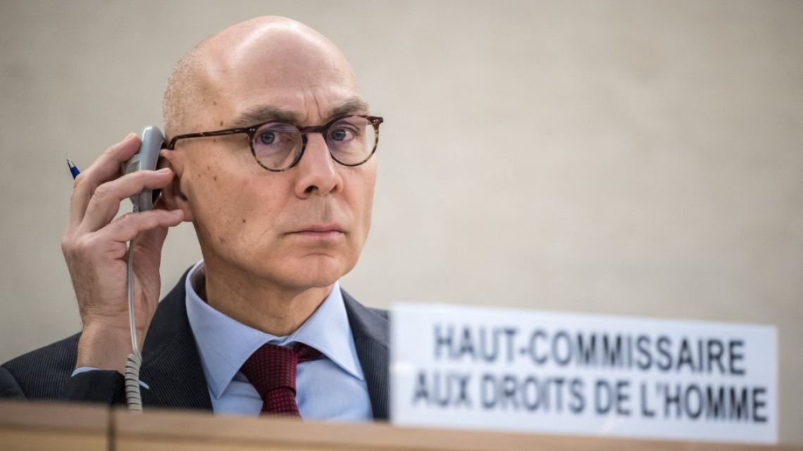 United Nations High Commissioner for Human Rights Volker Turk listen delegates after he delivered his report of the situation in the Occupied Palestinian Territory during the 55th session of the UN Human Rights Council in Geneva on February 29, 2024.