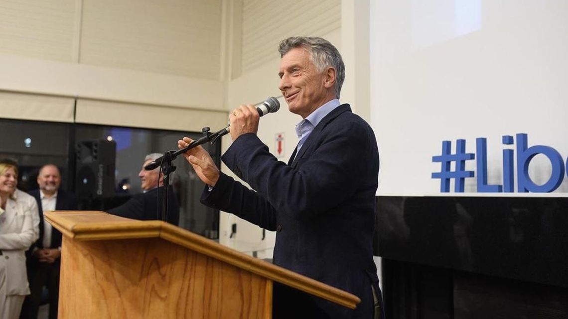 Mauricio Macri attends an event organised by the Fundación Libertad think-tank.