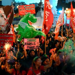 Demonstrators take to the streets to mark International Women's Day in Buenos Aires.