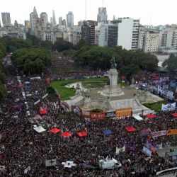 Demonstrators march to mark the International Women's Day in Buenos Aires, on March 8, 2024. 