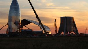 Construction Of The SpaceX Starship Hopper As Elon Musk Plans Launch 