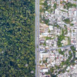 Vista aérea tomada con un dron de la frontera entre el área residencial y la selva tropical, en Manaos, capital del estado de Amazonas, Brasil. | Foto:Xinhua/Wang Tiancong