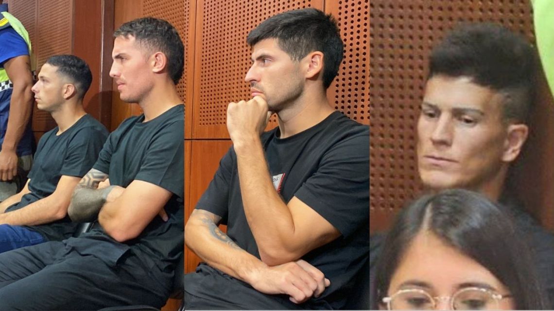 Four Velez Sarsfield footballers appear in court to answer questions related to the rape investigation.