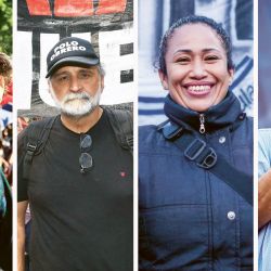 Juan Grabois, Eduardo Belliboni, Dina Sánchez y Juan Carlos Alderete, las caras de los piqueteros más radicalizados. | Foto:Cedoc