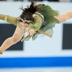 You Young de Corea del Sur patina en el programa gratuito para mujeres durante el Campeonato Mundial de Patinaje Artístico de la Unión Internacional de Patinaje (ISU) en Montreal, Canadá. | Foto:Geoff Robins / AFP
