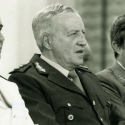 Anaya, Galtieri y Lami Dozo, la Junta Militar responsable de la dictadura durante la guerra. | Foto:Cedoc