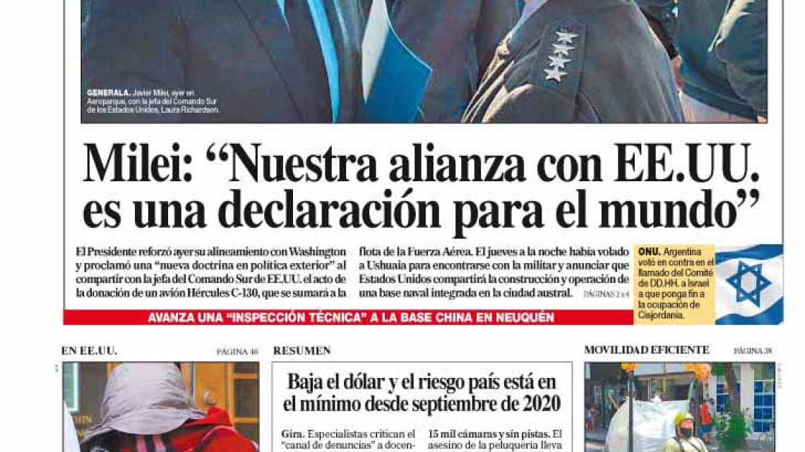 The cover of Diario PERFIL for Saturday, April 6, 2024