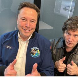 Argentina's President Javier Milei met with billionaire businessman Elon Musk at the Tesla CEO's factory in Austin, Texas, on Friday, April 12, 2024.