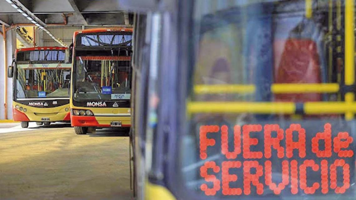 Bus on strike in Buenos Aires.