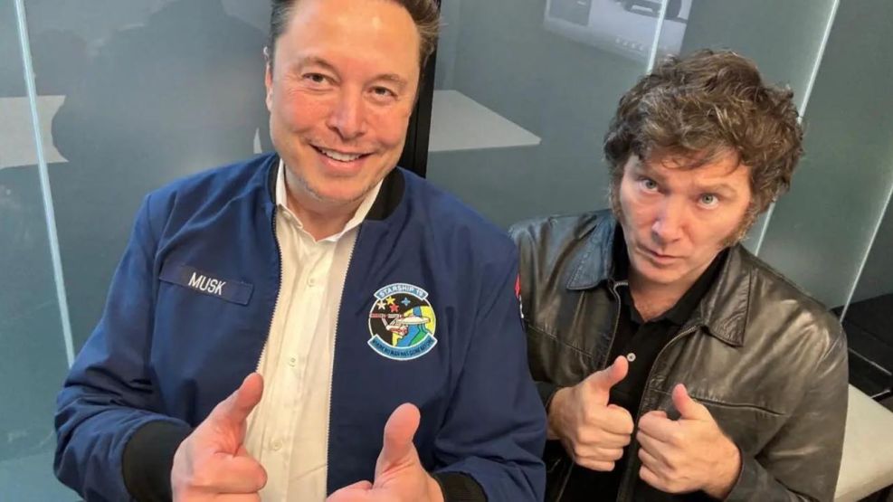 El presidente Javier Milei y el empresario Elon Musk