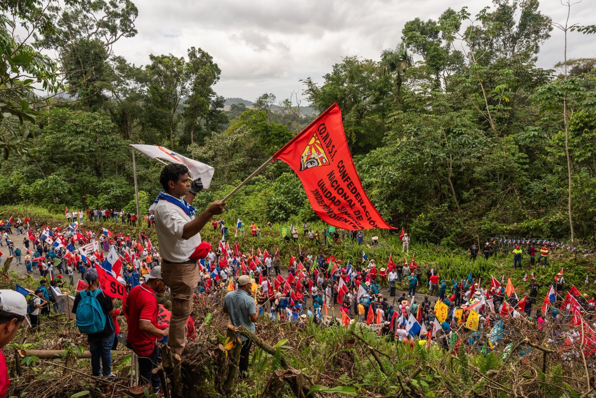 Workers Union Protest Outside Shuttered FQM Mine In Panama