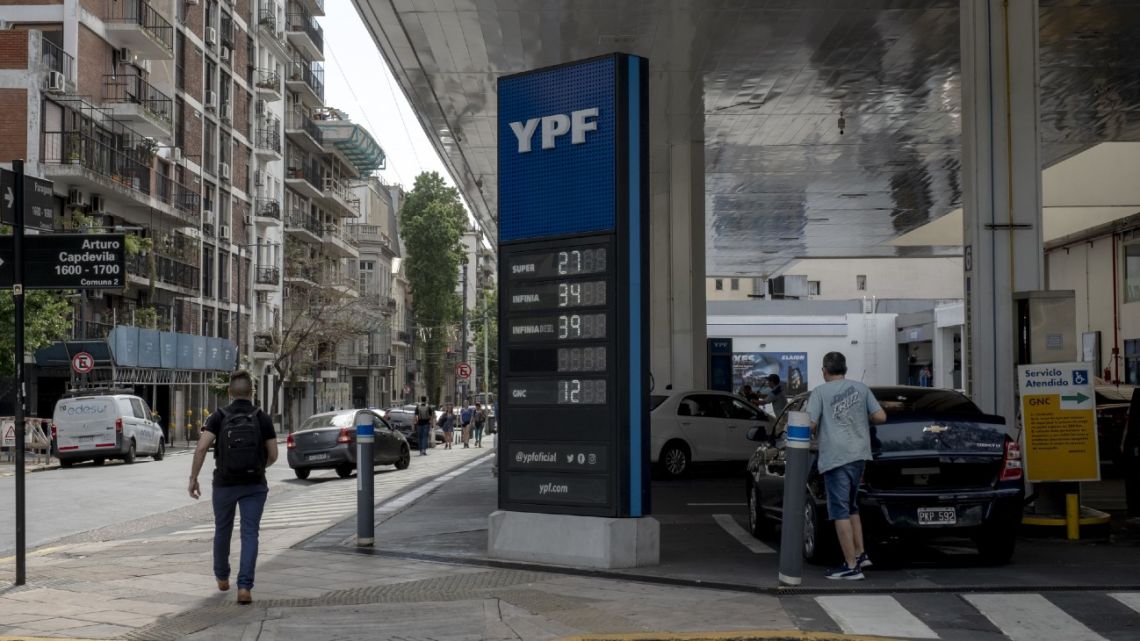 A YPF gas station in Buenos Aires.