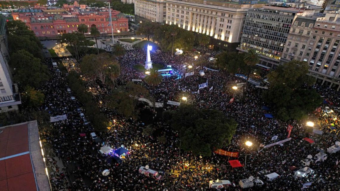 March in protest of the budget adjustment to public universities in Buenos Aires on April 23, 2024.