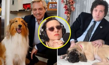 Malena Pichot, Alberto Fernandez, Javier Milei y sus perros