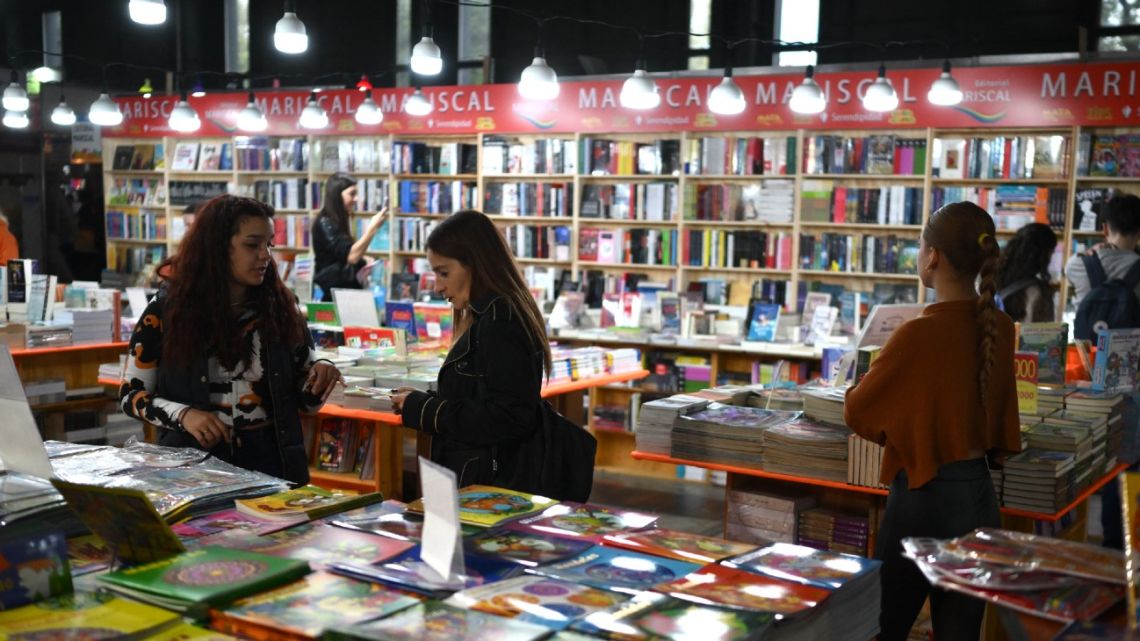 People attend the 48th Buenos Aires International Book Fair on April 25, 2024.