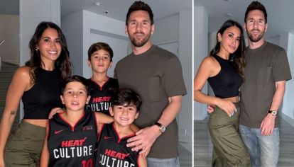 La esposa de Lionel Messi, el futbolista y sus hijos: Thiago, Mateo y Ciro, estuvieron en el encuentro de PlayOff entre Miami Heat y Boston Celtics.