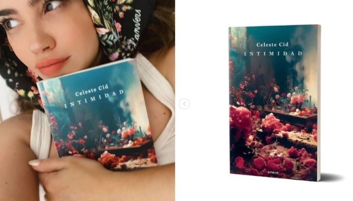 Con vestido de rosas y volados, Celeste Cid marcó tendencia y presentó su segundo libro