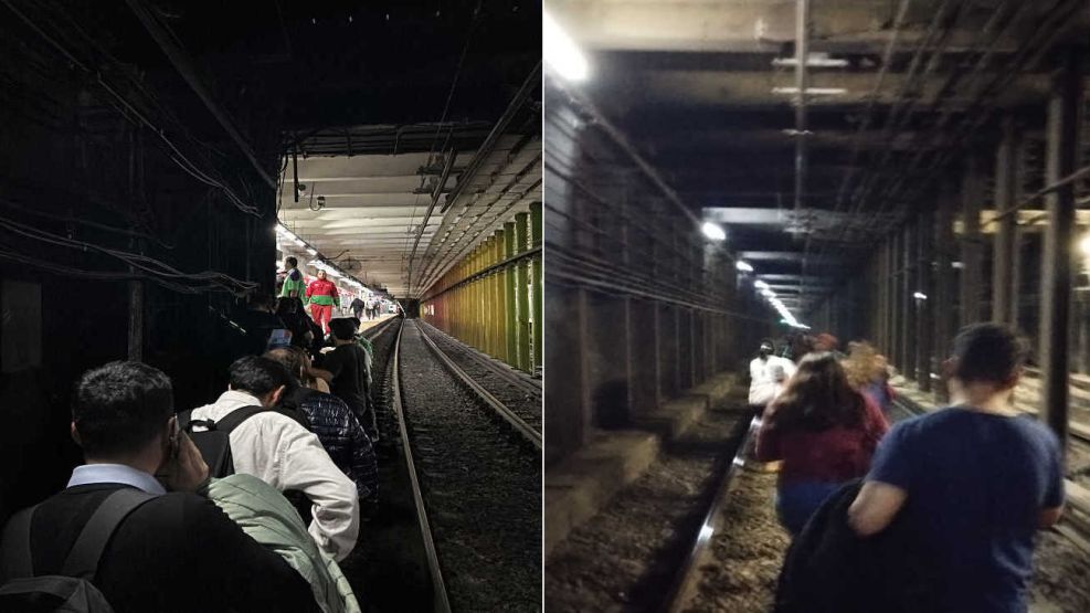 Subte B la gente evacuada por las vías 20240429